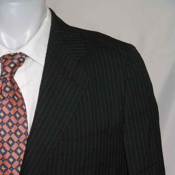 Samuelsohn Vintage Dark Blue Stripe Two Button Custom Suit 40S